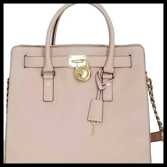 Michael Kors Hamilton Large Saffiano Leather Tote Bag Color: Ballet - Picture 2 of 11